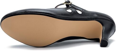 fereshte Women's Men's Mary Jane Hollow Out Round Toe Mid Kitten Heel Pumps Shoes in Saudi Arabia