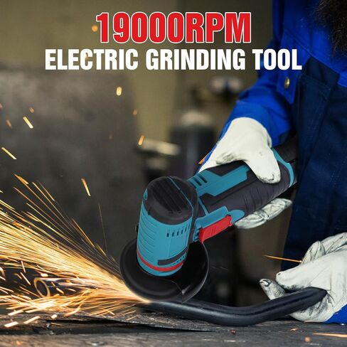 Cordless Angle Grinder, 19000RPM 12V Mini Angle Grinder Tool with 2Pcs 1100mAh Batteries and 7-Cutting Discs, Handheld Cutter for Metal Wood Grinding in Saudi Arabia