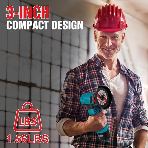 Cordless Angle Grinder, 19000RPM 12V Mini Angle Grinder Tool with 2Pcs 1100mAh Batteries and 7-Cutting Discs, Handheld Cutter for Metal Wood Grinding in Saudi Arabia