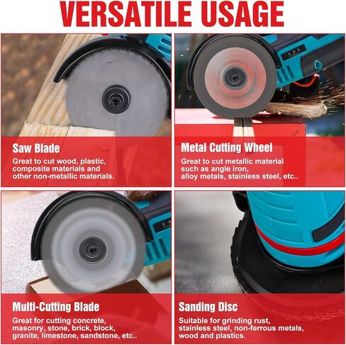 Cordless Angle Grinder, 19000RPM 12V Mini Angle Grinder Tool with 2Pcs 1100mAh Batteries and 7-Cutting Discs, Handheld Cutter for Metal Wood Grinding in Saudi Arabia