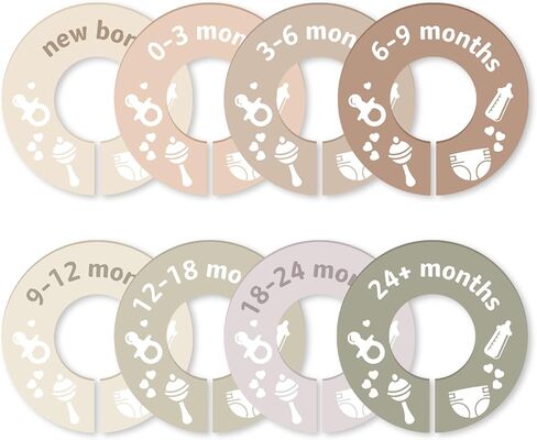 Baby Clothes Dividers for Closet,Round Nursery Closet Dividers with Baby-themed Patterns for Newborn to 24 Months,Fits Most Rods in Saudi Arabia