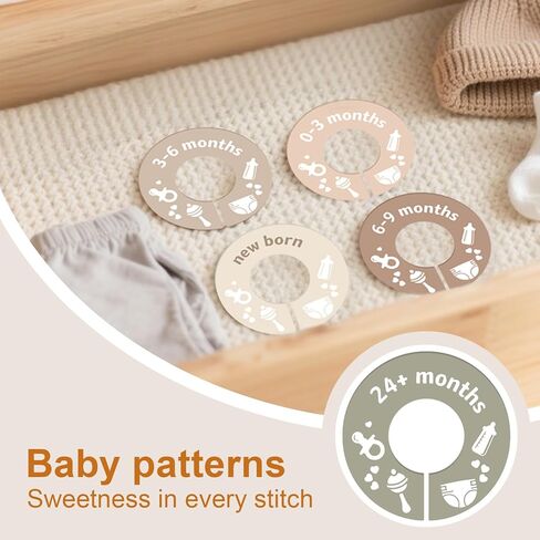Baby Clothes Dividers for Closet,Round Nursery Closet Dividers with Baby-themed Patterns for Newborn to 24 Months,Fits Most Rods in Saudi Arabia