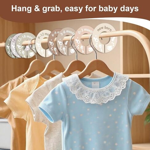 Baby Clothes Dividers for Closet,Round Nursery Closet Dividers with Baby-themed Patterns for Newborn to 24 Months,Fits Most Rods in Saudi Arabia