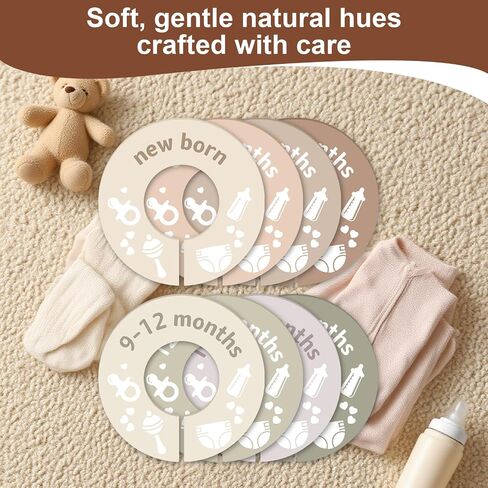 Baby Clothes Dividers for Closet,Round Nursery Closet Dividers with Baby-themed Patterns for Newborn to 24 Months,Fits Most Rods in Saudi Arabia
