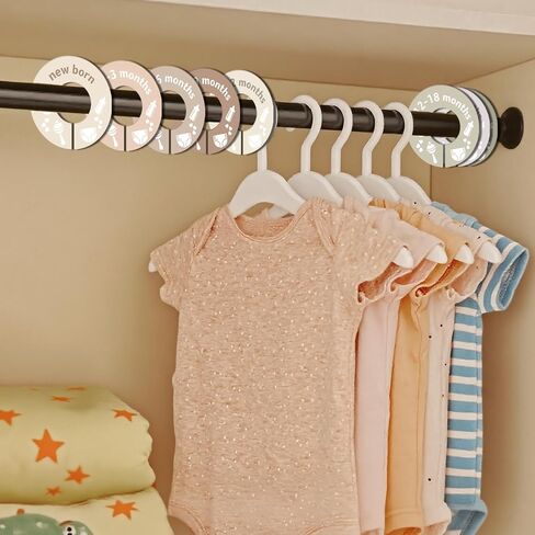 Baby Clothes Dividers for Closet,Round Nursery Closet Dividers with Baby-themed Patterns for Newborn to 24 Months,Fits Most Rods in Saudi Arabia