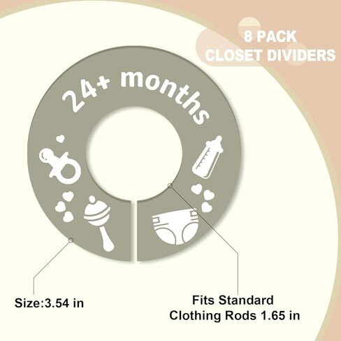 Baby Clothes Dividers for Closet,Round Nursery Closet Dividers with Baby-themed Patterns for Newborn to 24 Months,Fits Most Rods in Saudi Arabia