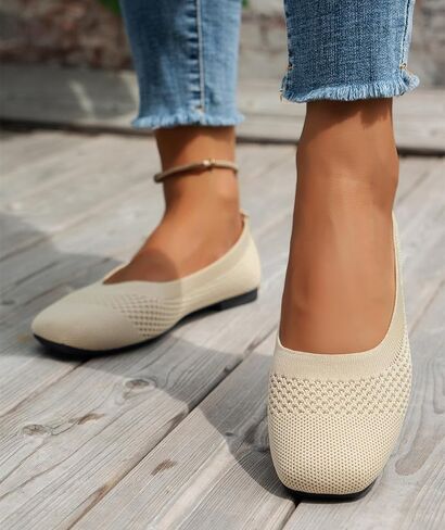 Women's Ballet Flat Shoes Knit Dress Shoes Round Toe Comfortable Casual Dressy Slip On Ballerina Flats for Women in Saudi Arabia