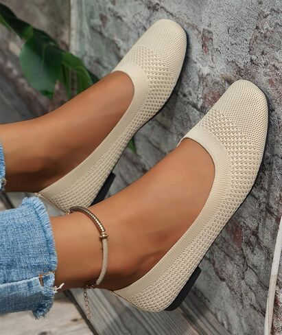 Women's Ballet Flat Shoes Knit Dress Shoes Round Toe Comfortable Casual Dressy Slip On Ballerina Flats for Women in Saudi Arabia