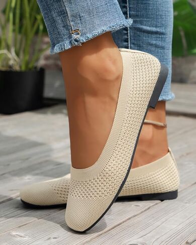 Women's Ballet Flat Shoes Knit Dress Shoes Round Toe Comfortable Casual Dressy Slip On Ballerina Flats for Women in Saudi Arabia