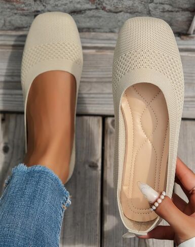 Women's Ballet Flat Shoes Knit Dress Shoes Round Toe Comfortable Casual Dressy Slip On Ballerina Flats for Women in Saudi Arabia