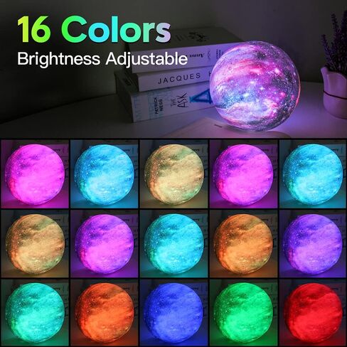BRIGHTWORLD Moon Lamp Galaxy Lamp 5.9 inch 16 Colors LED 3D Moon Light, Remote & Touch Control Moon Night Light Gifts for Girls Boys Kids Women Birthday in Saudi Arabia