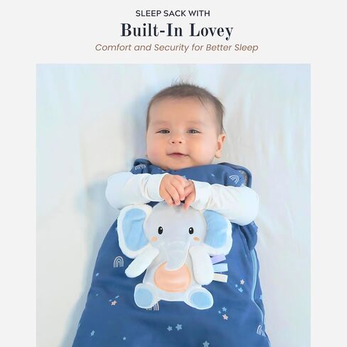 Unisex Organic Cotton Sleep Sack with attached Security Lovey for Self Soothing - Baby Wearable Blanket for Newborn Infant Shower Gifts (Unicorn, 6-18 Months, 2.5 Tog) in Saudi Arabia