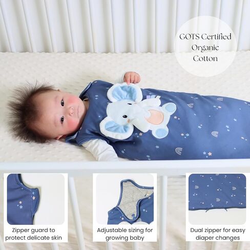 Unisex Organic Cotton Sleep Sack with attached Security Lovey for Self Soothing - Baby Wearable Blanket for Newborn Infant Shower Gifts (Unicorn, 6-18 Months, 2.5 Tog) in Saudi Arabia