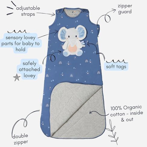 Unisex Organic Cotton Sleep Sack with attached Security Lovey for Self Soothing - Baby Wearable Blanket for Newborn Infant Shower Gifts (Unicorn, 6-18 Months, 2.5 Tog) in Saudi Arabia