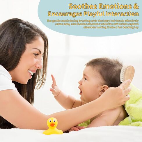 فرشاة شعر الأطفال - عبوتين من فرشاة الأطفال الخشبية بشعيرات ناعمة، فرشاة شعر لطيفة للرضع لحديثي الولادة والأطفال الصغار، مثالية لغطاء المهد in Kuwait