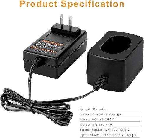 Shentec 7.2V-18V Battery Charger Compatible with Makita 7.2V 9.6V 12V 14.4V 18V Ni-MH/Ni-Cd Pod Style Batteries in Saudi Arabia