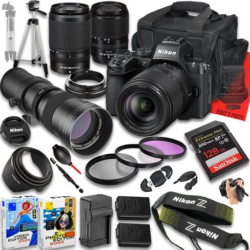 Nikon Z50 II Mirrorless Camera with Z DX 18-140mm f/3.5-6.3 VR and 50-250mm f/4.5-6.3 VR & 420-800mm f/8 Lens + 128 GB Memory + Extra Battery + Camera Case + More (25pc Bundle) (Renewed) in Saudi Arabia