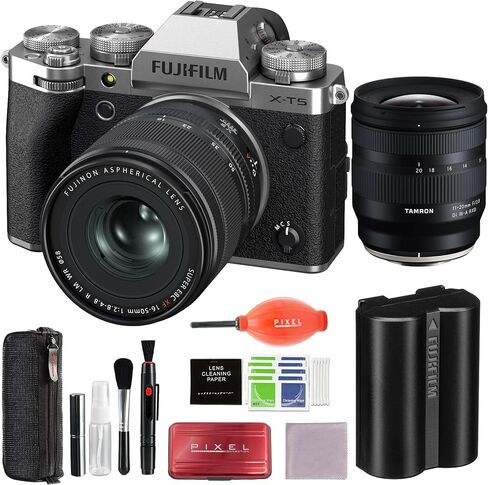 Fujifilm X-T5 Mirrorless Camera with XF 16-50mm f/2.8-4.8 Lens Silver and Tamron 17-70mm f/2.8 Di III-A VC RXD Lens for Fujifilm X Bundle with Advanced Accessories in Saudi Arabia