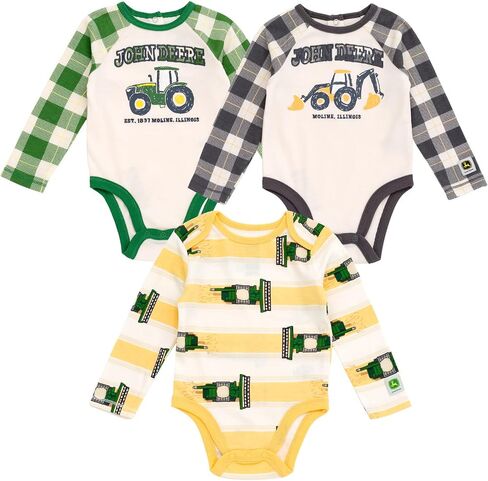 John Deere Baby 3 Pack Long Sleeve Bodysuits Newborn to Infant Sizes (3-6 Months - 9-12 Months) in Saudi Arabia