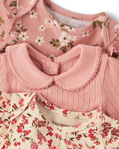 Gymboree,Unisex Kids,and Newborn Long Sleeve Body Suit,Pink Floral/Pink/Cream Floral 3-Pack,6 Months in Saudi Arabia