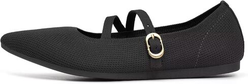 Women's Mary Jane Flats Knit Ballet Flats Pointed Toe Comfortable Ballerina Walking Dressy Office Slip-on Shoes with Adjustable Straps in Saudi Arabia