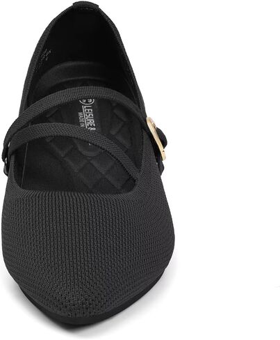 Women's Mary Jane Flats Knit Ballet Flats Pointed Toe Comfortable Ballerina Walking Dressy Office Slip-on Shoes with Adjustable Straps in Saudi Arabia