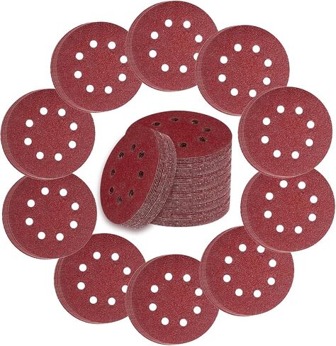 250 PCS 5-Inch 8-Hole Hook & Loop Sanding Discs Set, 40 60 80 120 150 240 320 400 600 Grit Sandpaper for Random Orbital Sander in Saudi Arabia