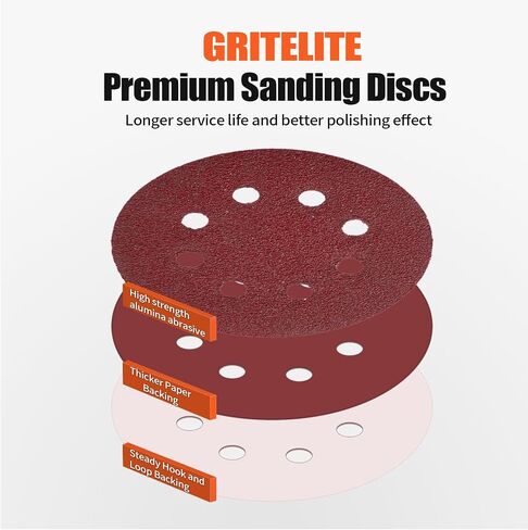 250 PCS 5-Inch 8-Hole Hook & Loop Sanding Discs Set, 40 60 80 120 150 240 320 400 600 Grit Sandpaper for Random Orbital Sander in Saudi Arabia