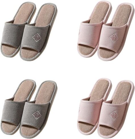 Slippers for Women Slipper Home Slippers Men,4 Pairs Guest Slippers Slip-on Open Toe Breathable Home Shoes in Saudi Arabia