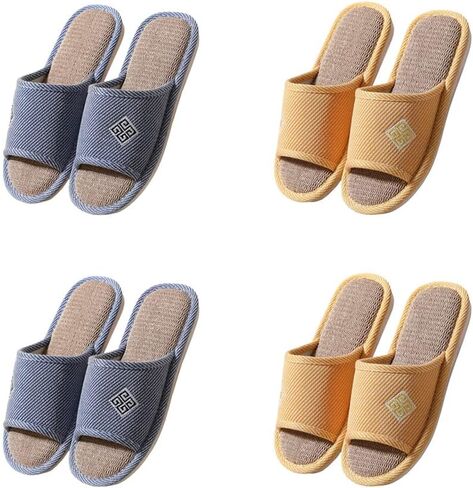 Slippers for Women Slipper Home Slippers Men,4 Pairs Guest Slippers Slip-on Open Toe Breathable Home Shoes in Saudi Arabia