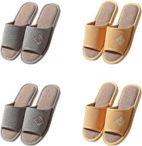 Slippers for Women Slipper Home Slippers Men,4 Pairs Guest Slippers Slip-on Open Toe Breathable Home Shoes in Saudi Arabia