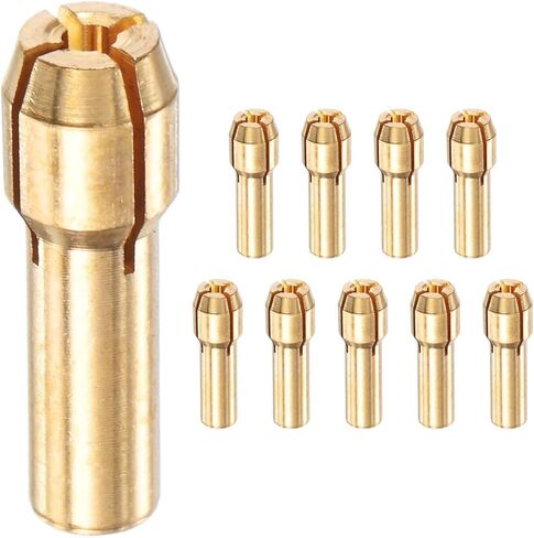 10-Pack Brass Drill Chuck, 1/8 Inch/ 3.2 mm Collets Set Quick Change Replacement 4.2mm Shank Diameter for Rotary Tools/Electric Drills [Golden] in Saudi Arabia