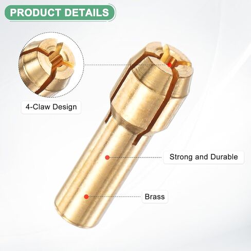 10-Pack Brass Drill Chuck, 1/8 Inch/ 3.2 mm Collets Set Quick Change Replacement 4.2mm Shank Diameter for Rotary Tools/Electric Drills [Golden] in Saudi Arabia