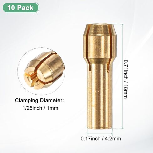 10-Pack Brass Drill Chuck, 1/8 Inch/ 3.2 mm Collets Set Quick Change Replacement 4.2mm Shank Diameter for Rotary Tools/Electric Drills [Golden] in Saudi Arabia