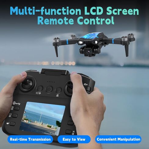 طائرة بدون طيار M18LCD FPV مع محرك بدون فرشاة وكاميرا 1080 بكسل، وضع التدفق البصري بدون رأس، مفتاح واحد للإقلاع/الهبوط RC كوادكوبتر للبالغين in Kuwait