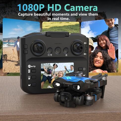 طائرة بدون طيار M18LCD FPV مع محرك بدون فرشاة وكاميرا 1080 بكسل، وضع التدفق البصري بدون رأس، مفتاح واحد للإقلاع/الهبوط RC كوادكوبتر للبالغين in Kuwait