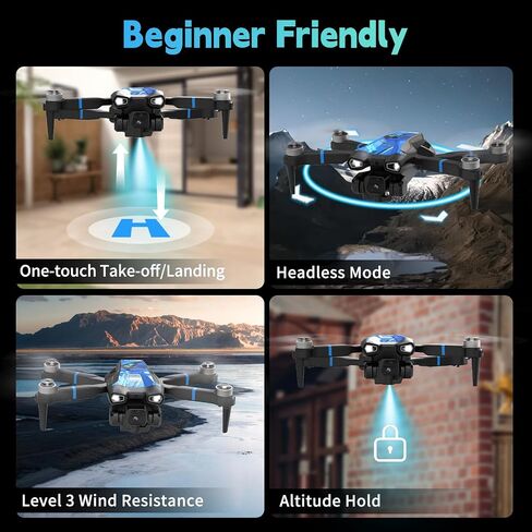 طائرة بدون طيار M18LCD FPV مع محرك بدون فرشاة وكاميرا 1080 بكسل، وضع التدفق البصري بدون رأس، مفتاح واحد للإقلاع/الهبوط RC كوادكوبتر للبالغين in Kuwait