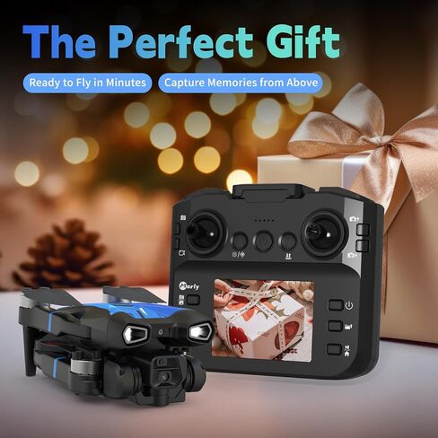 طائرة بدون طيار M18LCD FPV مع محرك بدون فرشاة وكاميرا 1080 بكسل، وضع التدفق البصري بدون رأس، مفتاح واحد للإقلاع/الهبوط RC كوادكوبتر للبالغين in Kuwait
