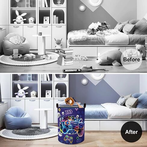 Clastyle Cool Game Storage Basket Kid Game Controller Clothes Laundry Hamper Collapsible Boy Toy Box for Nursery Palyroom,Black,40*30*30 cm in Saudi Arabia