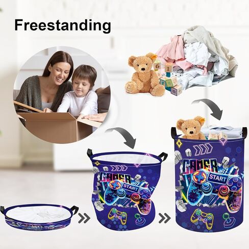 Clastyle Cool Game Storage Basket Kid Game Controller Clothes Laundry Hamper Collapsible Boy Toy Box for Nursery Palyroom,Black,40*30*30 cm in Saudi Arabia