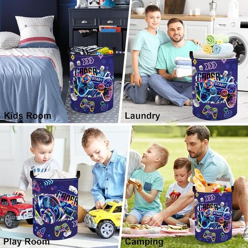 Clastyle Cool Game Storage Basket Kid Game Controller Clothes Laundry Hamper Collapsible Boy Toy Box for Nursery Palyroom,Black,40*30*30 cm in Saudi Arabia