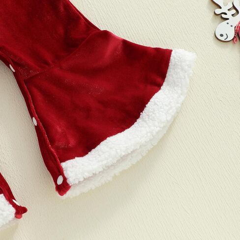 My 1st Christmas Baby Girl Outfit Ribbed Long Sleeve Romper Embroidery Velvet Overalls Flare Pants Headband Set in Saudi Arabia