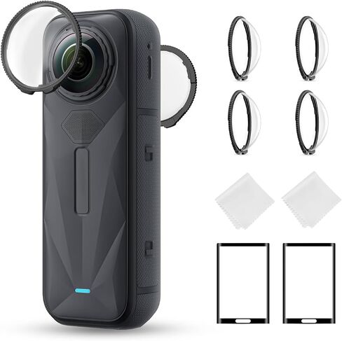 واقيات العدسات القياسية من K&F المتوافقة مع ملحقات Insta360 X5، غطاء واقي للعدسات الزجاجية عالية الشفافية مع واقي الشاشة، طقم بديل للغطاء المضاد للخدش in Saudi Arabia