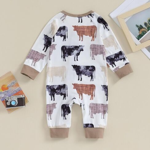 ملابس رعاة البقر الغربية لحديثي الولادة ملابس محايدة من قطعة واحدة رومبير بذلة للأطفال الرضع الأولاد والبنات ملابس الخريف والشتاء in Kuwait