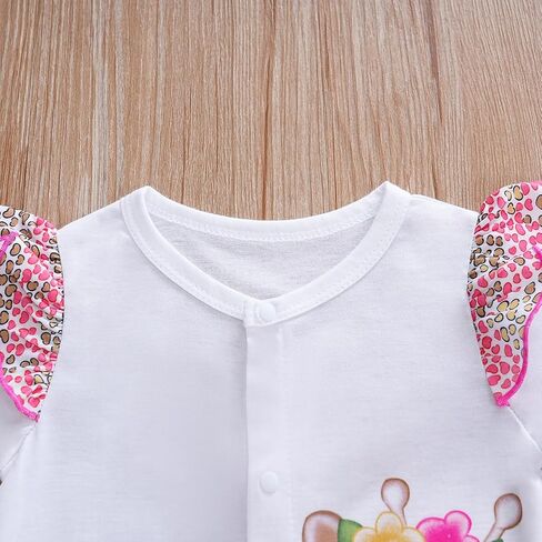 Cute Zebra Giraffe With Floral Print Long Sleeve Baby Girl Clothes White Jumpsuit For Baby One-Piece Romper in Saudi Arabia