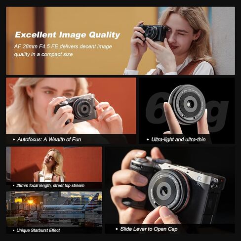 Viltrox AF 28mm f4.5 FE Pancake Lens for Sony E Mount Cameras (a7, a7R, a7S, a7C, a9) – Ultra-Thin, Full Frame, Lightweight, Black in Saudi Arabia