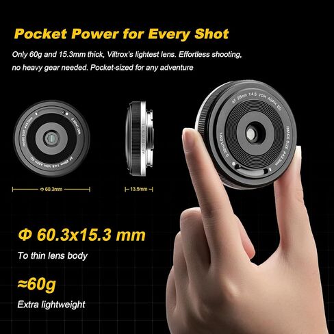 Viltrox AF 28mm f4.5 FE Pancake Lens for Sony E Mount Cameras (a7, a7R, a7S, a7C, a9) – Ultra-Thin, Full Frame, Lightweight, Black in Saudi Arabia