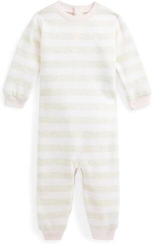 Polo Ralph Lauren Baby Girl's Striped Fleece Coveralls (Delicate Pink, 9 Months) in Saudi Arabia
