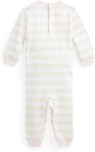 Polo Ralph Lauren Baby Girl's Striped Fleece Coveralls (Delicate Pink, 9 Months) in Saudi Arabia