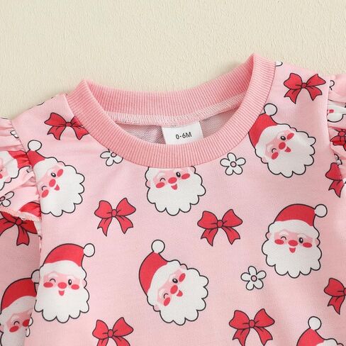 ZyHwShine Toddler Baby Girl Christmas Outfit Santa Sweatshirt Shirt Long Sleeve Pullover Pants Set Cute Winter Clothes in Saudi Arabia